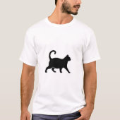 Chubby Black Cat Silhouette Walking T-shirt (Voorkant)