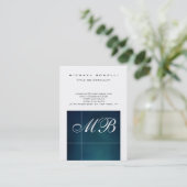 Chubby Blue Script Monogram White Visitekaartje (Staand voorkant)