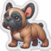 Chubby Brown French Bulldog Puppy Full Body Sticker (Voorkant)