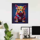 Chubby Bulldog puppy Abstracte look. Muur Art Deco Poster (Thuiskantoor)