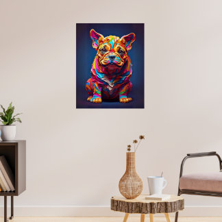 Chubby Bulldog puppy Abstracte look. Muur Art Deco Poster