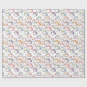 Chubby Cartoon Cat Collectie met harten Cadeaupapier (Vlak)