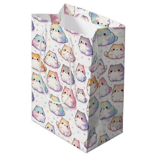 Chubby Cartoon Cat Collectie met harten Medium Cadeauzakje (Achterkant Gekanteld)