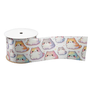 Chubby Cartoon Cat Collectie met harten Satijnen Lint