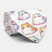 Chubby Cartoon Cat Collectie met harten Stropdas (Opgerold)