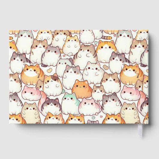 Chubby Cartoon Cat Collection With Hearts Gastenboek (Achterkant)