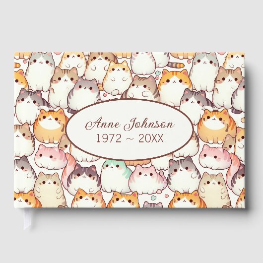 Chubby Cartoon Cat Collection With Hearts Gastenboek (Voorkant)