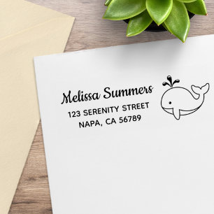 Chubby Cartoon Whale Adres Rubberstempel