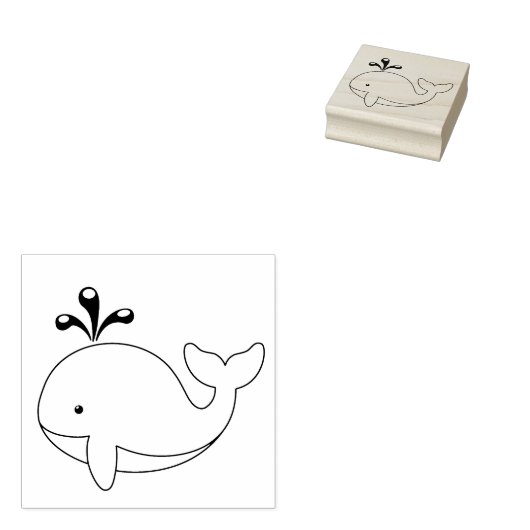 Chubby Cartoon Whale Rubberstempel (Gestempeld)