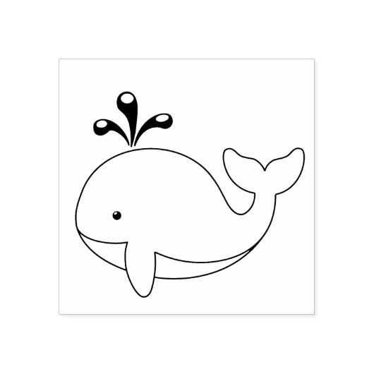 Chubby Cartoon Whale Rubberstempel (Afrduk)