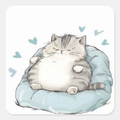 Chubby Cat Chill Vibes Vierkante Sticker (Voorkant)