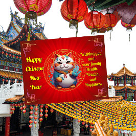 Chubby Cat Chinees Nieuwjaar Vakantie Briefkaart