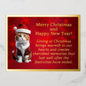 Chubby Cat in Santa Hat Folie Post Kaart (Voorkant)