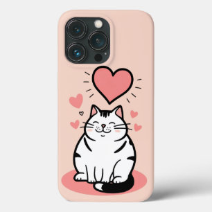 Chubby Cat met Hart Schattigee Bold Outline Case-Mate iPhone Case