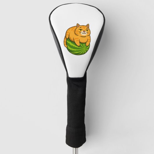 Chubby Cat op Watermelon Meme Shirt Golfheadcover (Voorkant)