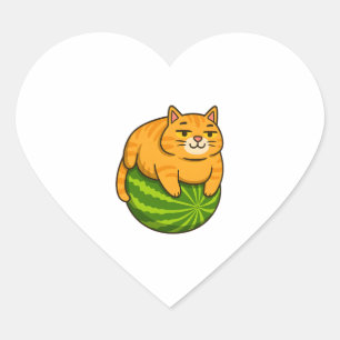 Chubby Cat op Watermelon Meme Shirt Hart Sticker