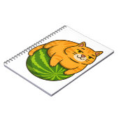 Chubby Cat op Watermelon Meme Shirt Notitieboek (Linkerzijde)