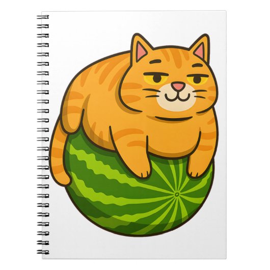 Chubby Cat op Watermelon Meme Shirt Notitieboek (Voorkant)