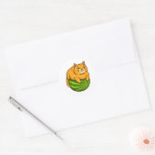Chubby Cat op Watermelon Meme Shirt Ronde Sticker (Envelop)