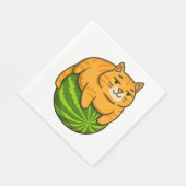 Chubby Cat op Watermelon Meme Shirt Servet (Hoek)