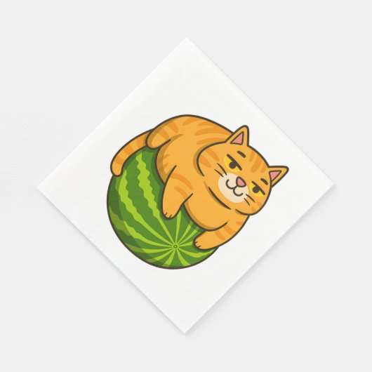 Chubby Cat op Watermelon Meme Shirt Servet (Hoek)