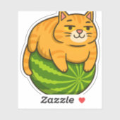 Chubby Cat op Watermelon Meme Shirt Sticker (Vel)