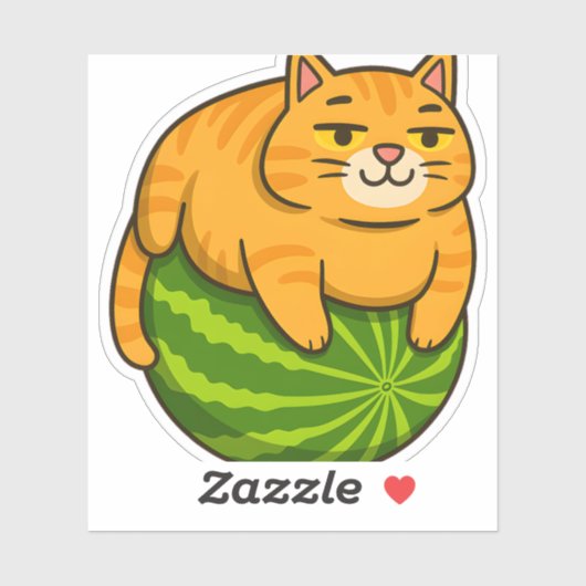 Chubby Cat op Watermelon Meme Shirt Sticker (Vel)