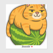 Chubby Cat op Watermelon Meme Shirt Sticker (Vel)