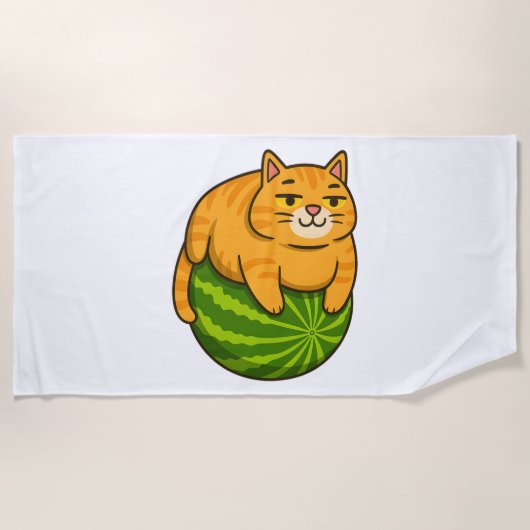 Chubby Cat op Watermelon Meme Shirt Strandlaken (Voorkant)