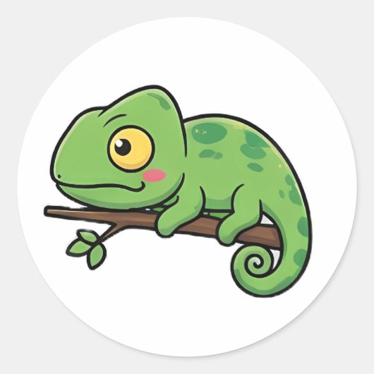 Chubby Chameleon Ronde Sticker (Voorkant)
