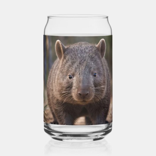 Chubby Charm: de Schattige Australische wombat Blikvorm Glas (Voorkant)