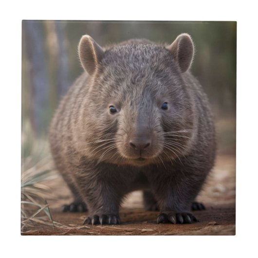 Chubby Charm: de Schattige Australische wombat Tegeltje (Voorkant)