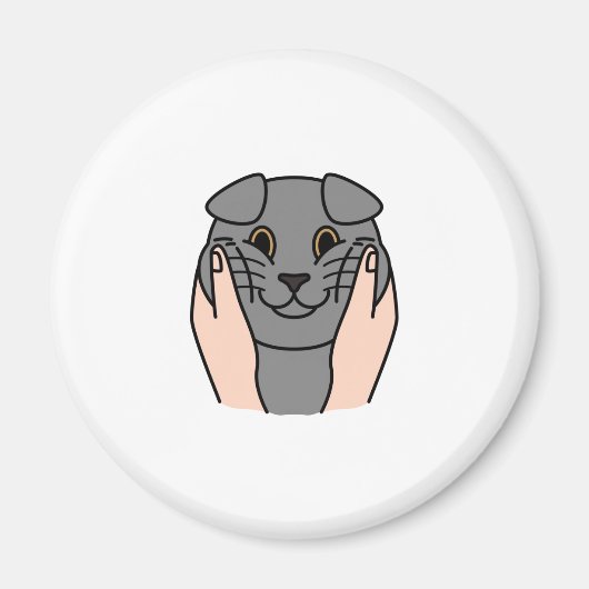 Chubby Cheeks Scottish Fold Cat Magneet (Voorkant)
