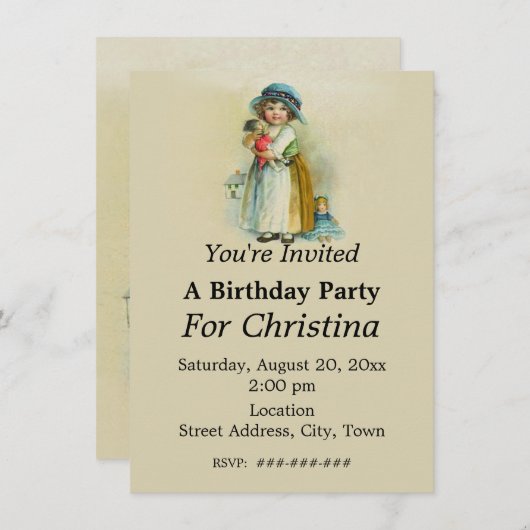 Chubby Cheeks  Verjaardag Meisje Dolls Tan Kaart (Voorkant / Achterkant)