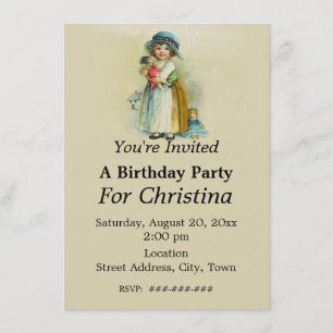 Chubby Cheeks  Verjaardag Meisje Dolls Tan Kaart