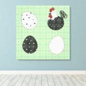 Chubby Chicken and Eggs Stretched Canvas Afdrukken (Insitu (Houten vloer))