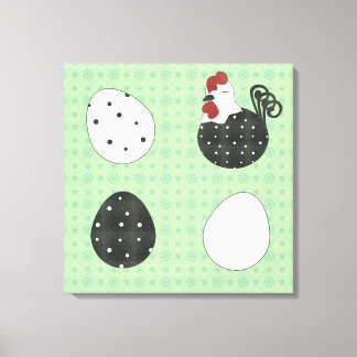 Chubby Chicken and Eggs Stretched Canvas Afdrukken