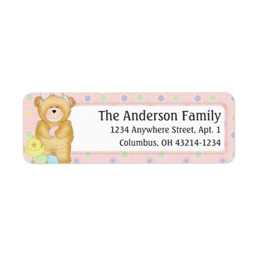 Chubby Cubby Easter Teddy Bear d3 Adres Etiket (Voorkant)