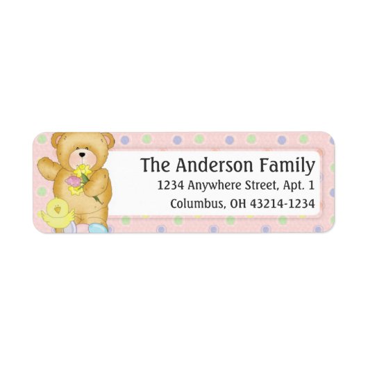 Chubby Cubby Easter Teddy Bear d4 Adres Etiket (Voorkant)