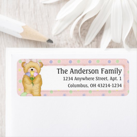 Chubby Cubby Easter Teddy Bear d5 Adres Etiket (Insitu)