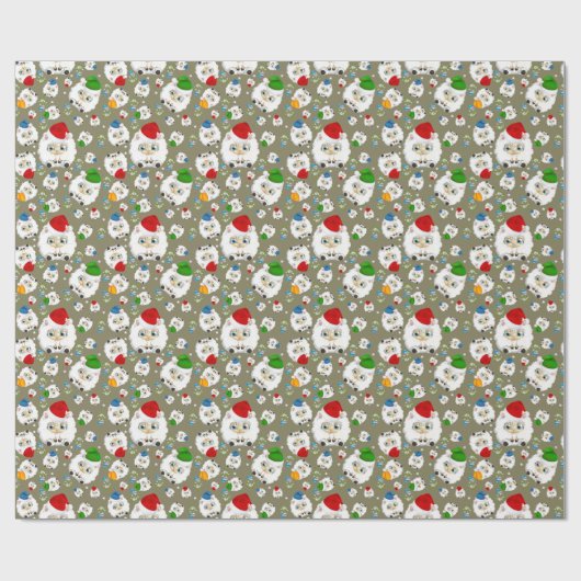 Chubby Cute Kerstmis Wrapping Paper Cadeaupapier (Vlak)