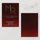 Chubby Dark Red Monogram Plain Visitekaartje (Voorkant / Achterkant)