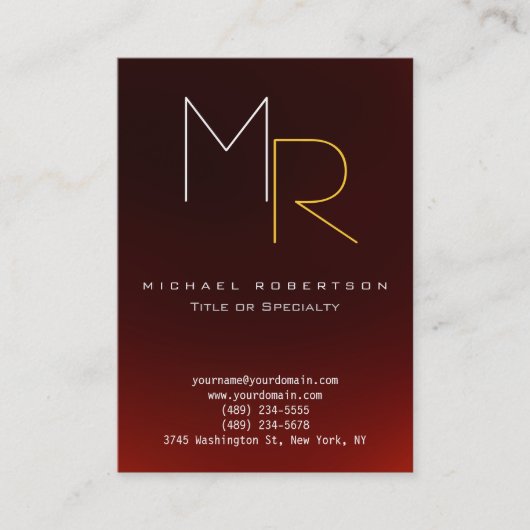 Chubby Dark Red Monogram Plain Visitekaartje (Voorkant)