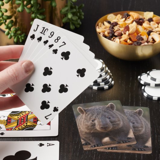Chubby, de Australische wombat, Pokerkaarten (Insitu)