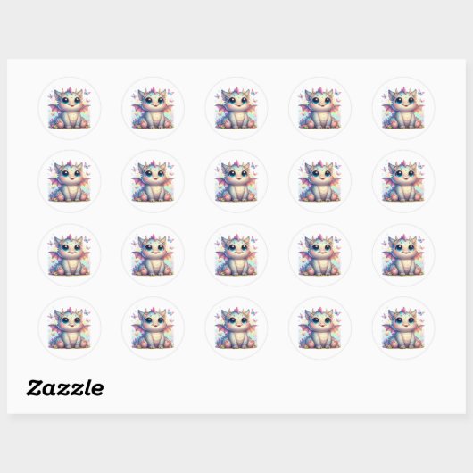 Chubby Dinosaur Pastel Dino Friend Ronde Sticker (Vel)