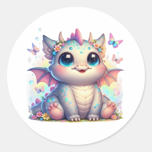 Chubby Dinosaur Pastel Dino Friend Ronde Sticker (Voorkant)