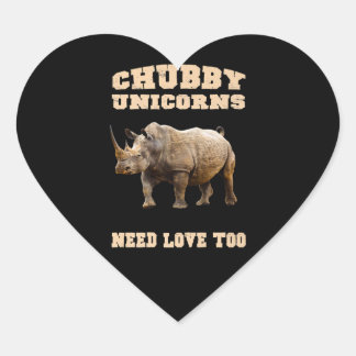 Chubby Eenhoorns Need Love To Funny Rhino Premium Hart Sticker