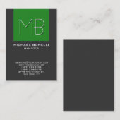 Chubby forest green gray monogram visitekaartje (Voorkant / Achterkant)