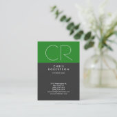 Chubby Forest Green Grey Monogram Visitekaartje (Staand voorkant)