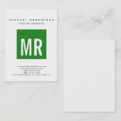 Chubby Forest Green Monogram White Visitekaartje (Voorkant / Achterkant)
